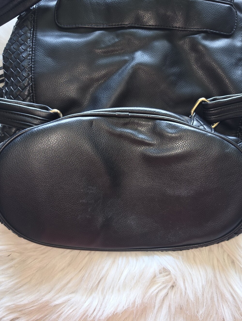 Deux Lux Black Woven Backpack Tassel Gold Hardware Boho Bag - Picture 6 of 11